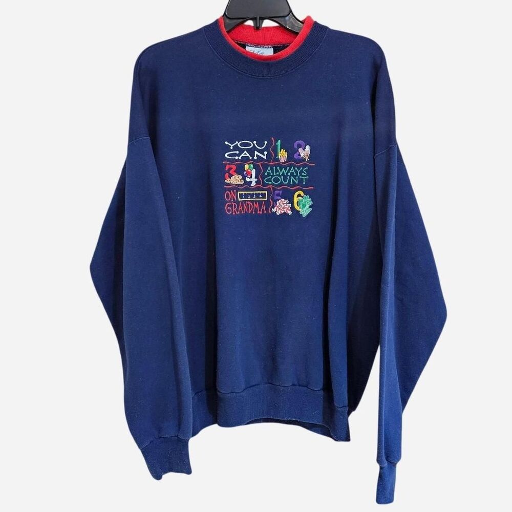 90s grandmacore indie grandma funny embroidered navy sweatshirt